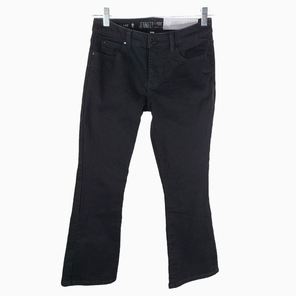 Jennifer Lopez NEW Mid Calf Jeans Size 2 Slim Kick Flare Mid Rise 28x24.5 Onyx